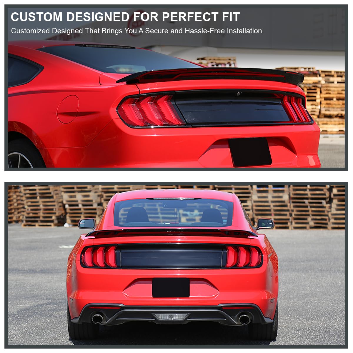 Track Pack Style Glossy Black Spec-D Tuning ABS Rear Trunk Spoiler Compatible with 2015-2022 Ford Mustang GT Models