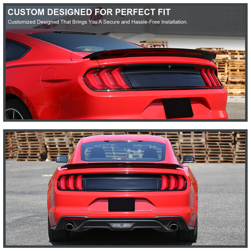 Track Pack Style Glossy Black Spec-D Tuning ABS Rear Trunk Spoiler Compatible with 2015-2022 Ford Mustang GT Models