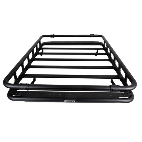 Go Rhino 500 SRM Flat Platform Roof Rack w/Quad-Rail & Clamps | Aluminum, Textured Black, L: 75" x W: 52" | 5935473T | Mounts to Most Cross Bars