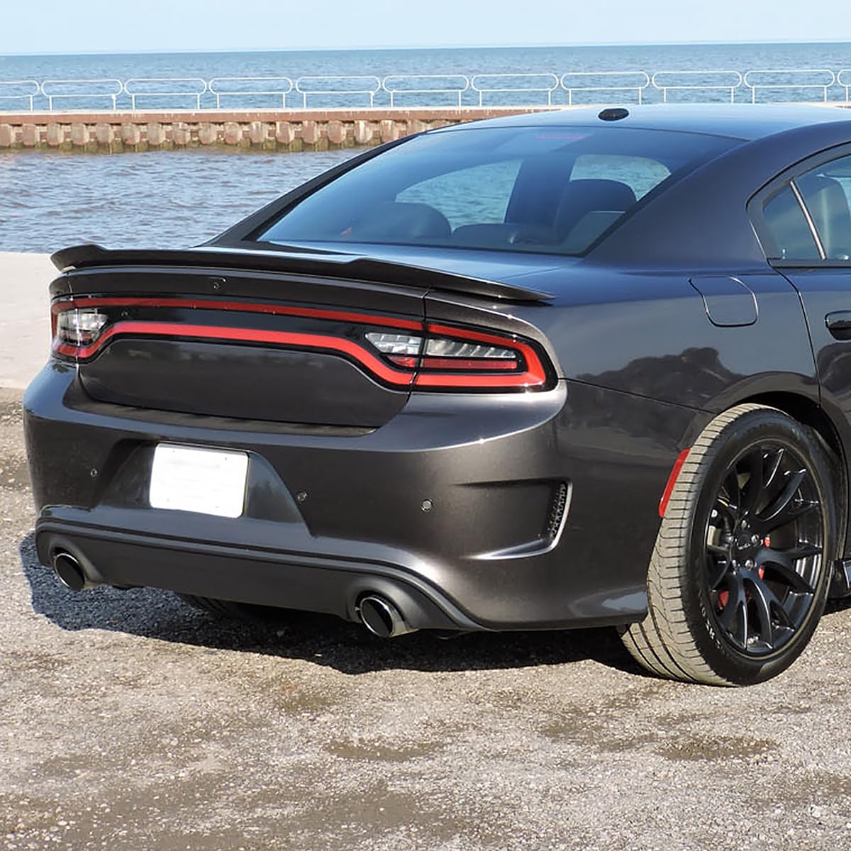 Glossy Black Spec-D Tuning Factory Style Rear Trunk Spoiler Wing Compatible with 2015-2021 Dodge Charger