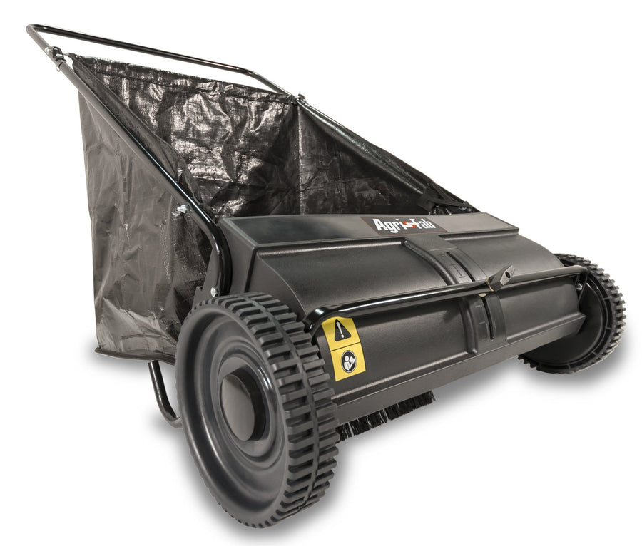 26" Agri-Fab Push Behind Lawn Sweeper, 7 cu. ft Hopper Bag Capacity; Leaf & Grass Catcher, with Adjustable Brush Height