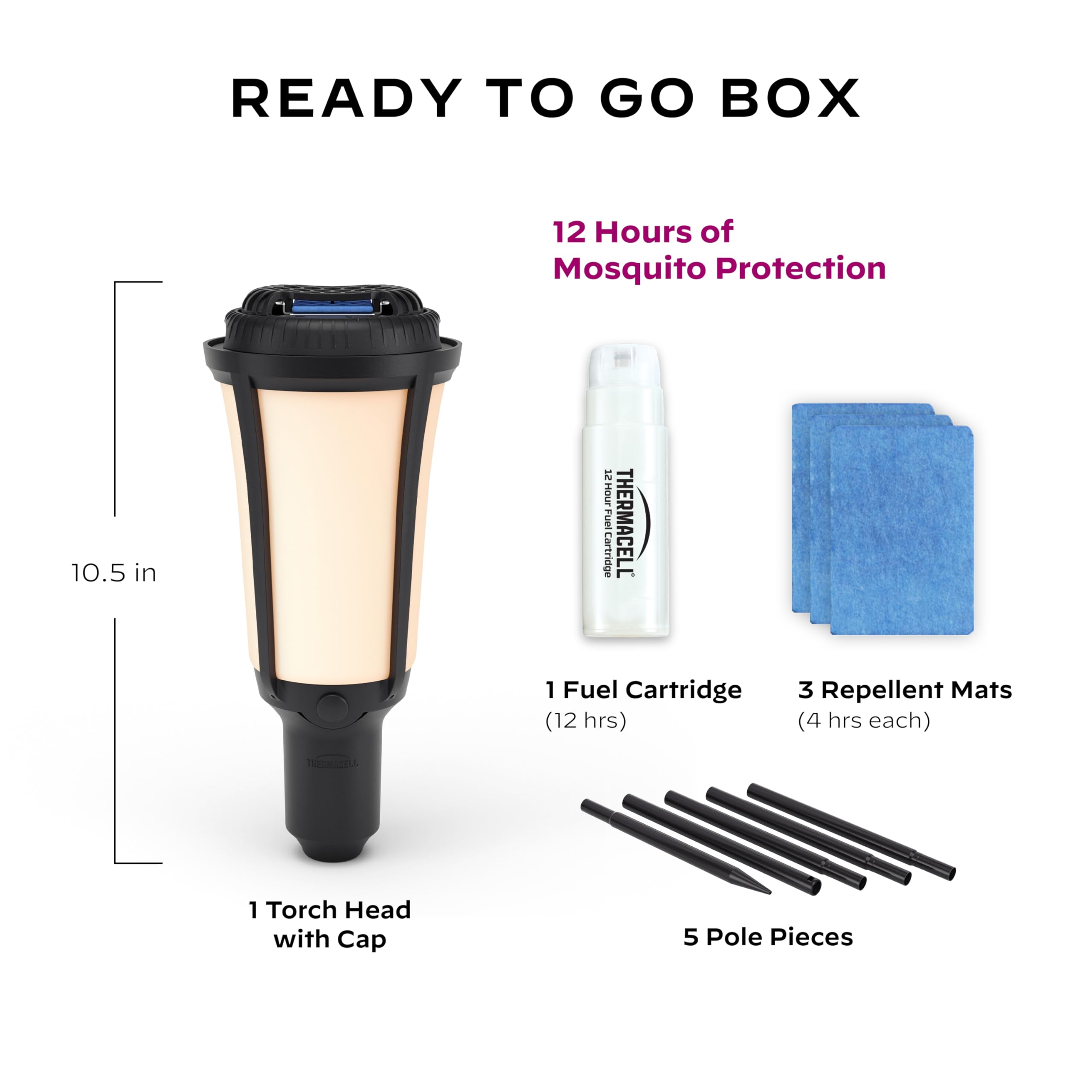 Mosquito Repellent Torch Thermacell; Includes 12-Hour Refill; 15 Foot Zone of Mosquito Protection; Effective Mosquito Repellent for Patio; Bug Spray Alternative; Scent Free