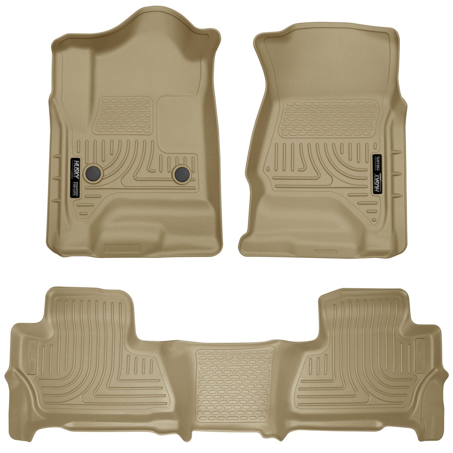 Weatherbeater Husky Liners Floor Mats | Fits 2015-2020 Chevrolet Suburban & GMC Yukon XL | Front & 2nd Row, 3-pc Tan - 99213