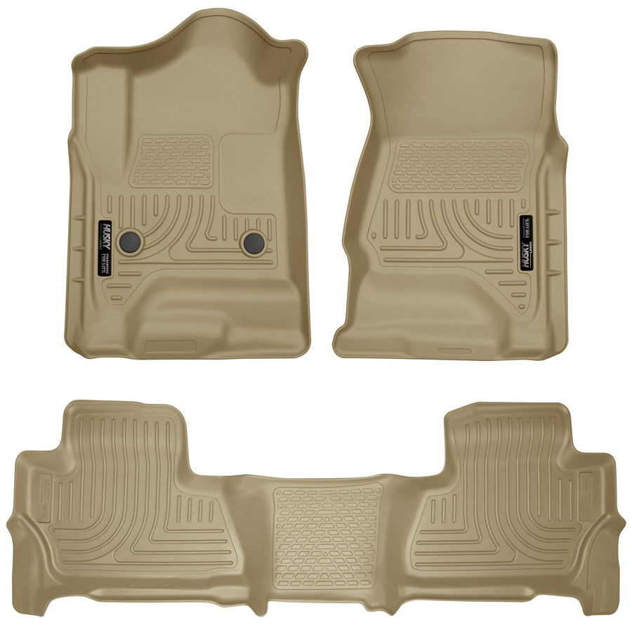 Weatherbeater Husky Liners Floor Mats | Fits 2015-2020 Chevrolet Suburban & GMC Yukon XL | Front & 2nd Row, 3-pc Tan - 99213