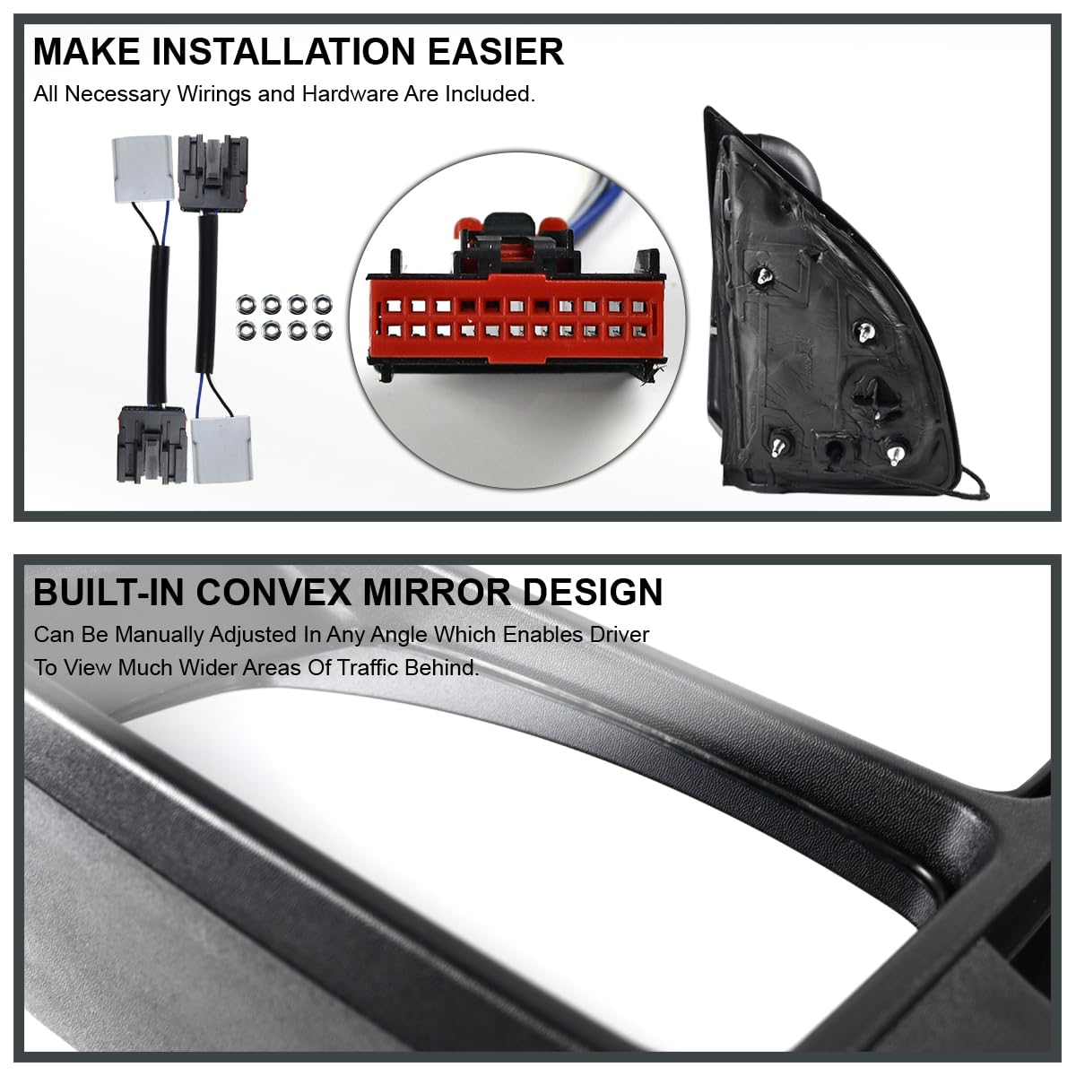 Manual Towing Mirrors SPEC-D TUNING Turn Signal Lights Compatible with 2003-2015 Ford F250 Super Duty Left + Right Pair