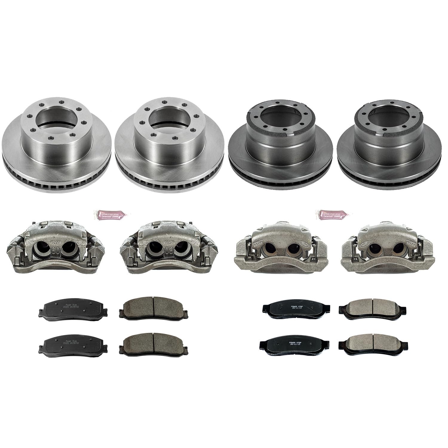 Power Stop KCOE6546 Replacement Autospeciality Front and Rear Caliper Kit- OE Rotors, Ceramic Brake Pads, Calipers For Ford F-350 Super Duty 2012 [Model Specific]