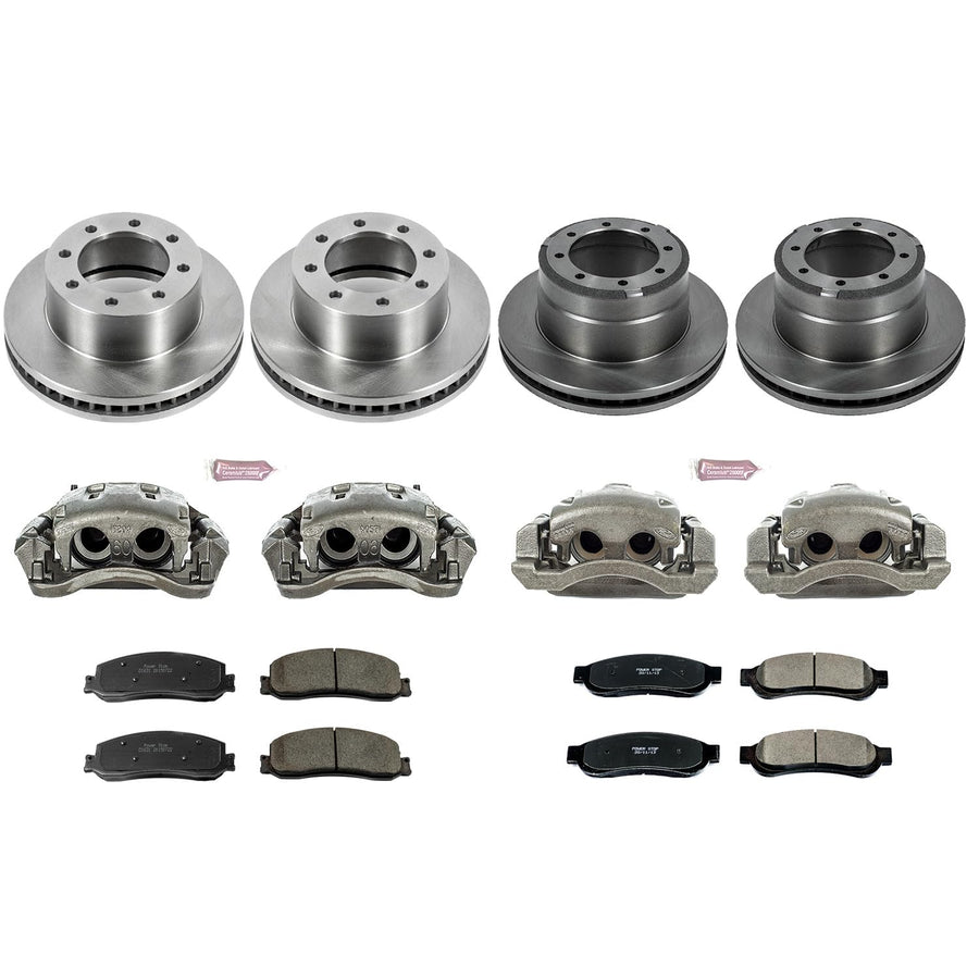 Power Stop KCOE6546 Replacement Autospeciality Front and Rear Caliper Kit- OE Rotors, Ceramic Brake Pads, Calipers For Ford F-350 Super Duty 2012 [Model Specific]