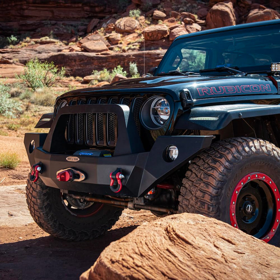 Full Front Bumper & Bull Bar Rock Slide Engineering for Jeep Wrangler JL/JT Unlimited & Gladiator (FISHER PLOW FRAME WILL NOT FIT) FB-F-100-JL
