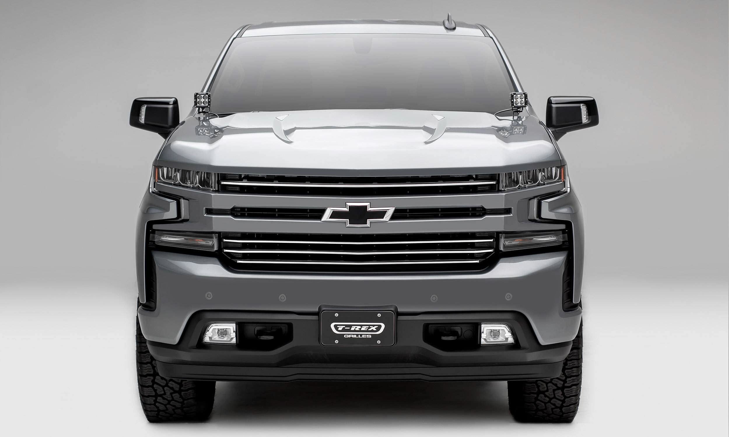 Silverado 1500 2019-2022 Trail Boss, RST, LT Round Billet Grille, Horizontal Round, Brushed, 4 Pc, Overlay, Does Not Fit Vehicles with Camera - PN #6211233