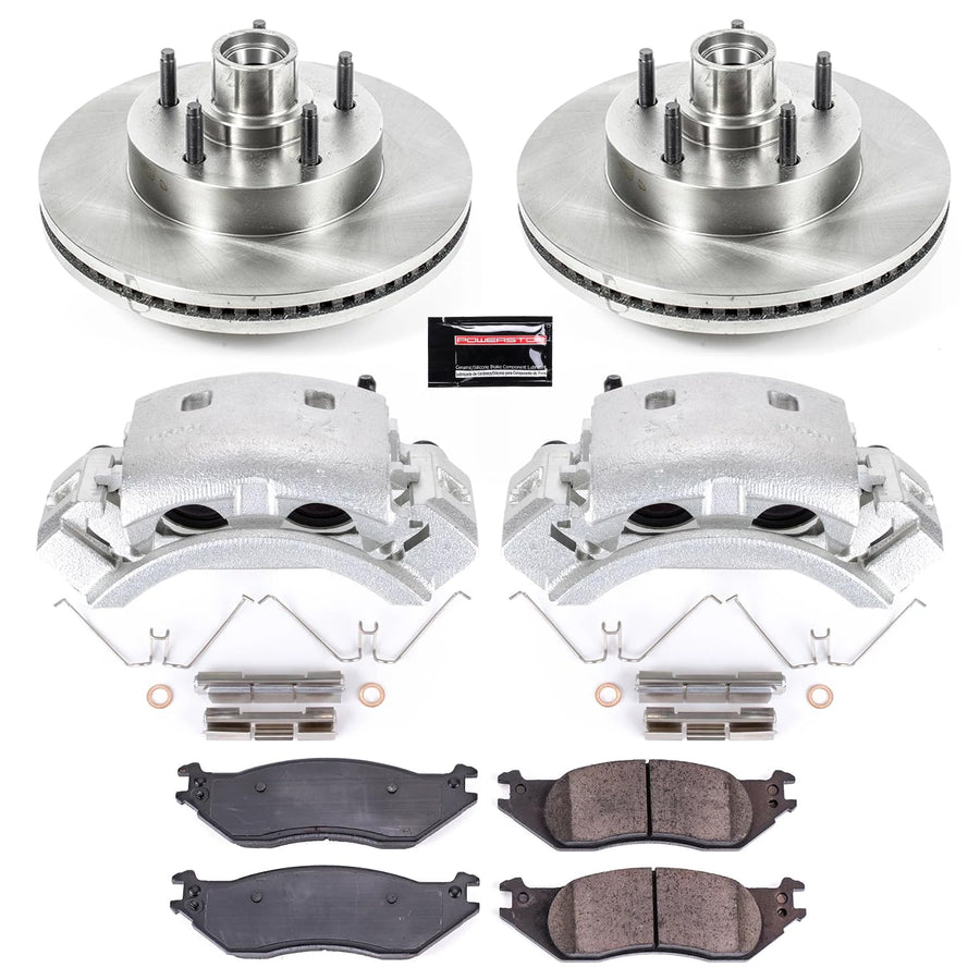 Power Stop KCOE4578 Replacement Autospecialty Front Caliper Kit-Rotors, Ceramic Brake Pads, Calipers For Ford E-150 2004-2006, Ford E-150 Club Wagon 2004-2005 [Model Specific]