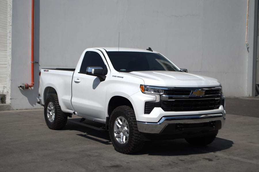 Volt Power RealTruck Running Boards for Chevrolet Silverado & GMC Sierra 1500 (2019-2025) Standard Cab | Aluminum, Textured Black | 20404857PC | Electric Powerstep & Retractable Steps