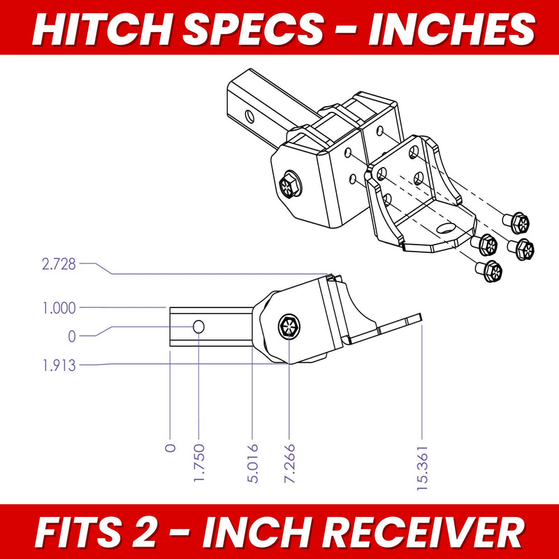 Hitch Ball Mount GEN-Y for 2" Receiver - Ball Platform with 1″ Diameter Mounting Hole, 2" Drop, 7,000 lbs Towing Capacity, 700 lbs Tongue Weight, Silver, Made in USA