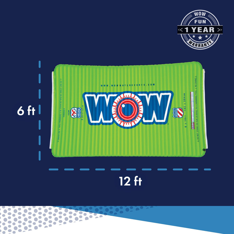 WOW Sports - Water Mat Inflatable Green - Pool Float Water Walkway - Fun Lake Accessory For Kids & Adults - 10 ft x 6 ft - Attach to Boats