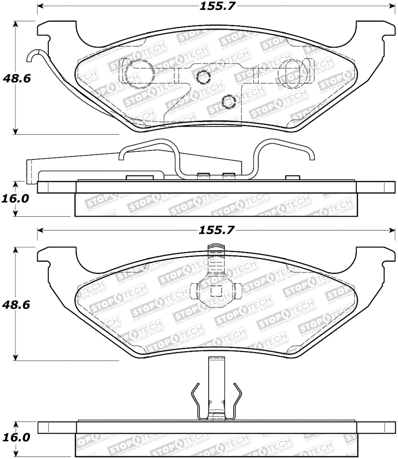Rear StopTech 308.07150 Brake Pads with Shims Street
