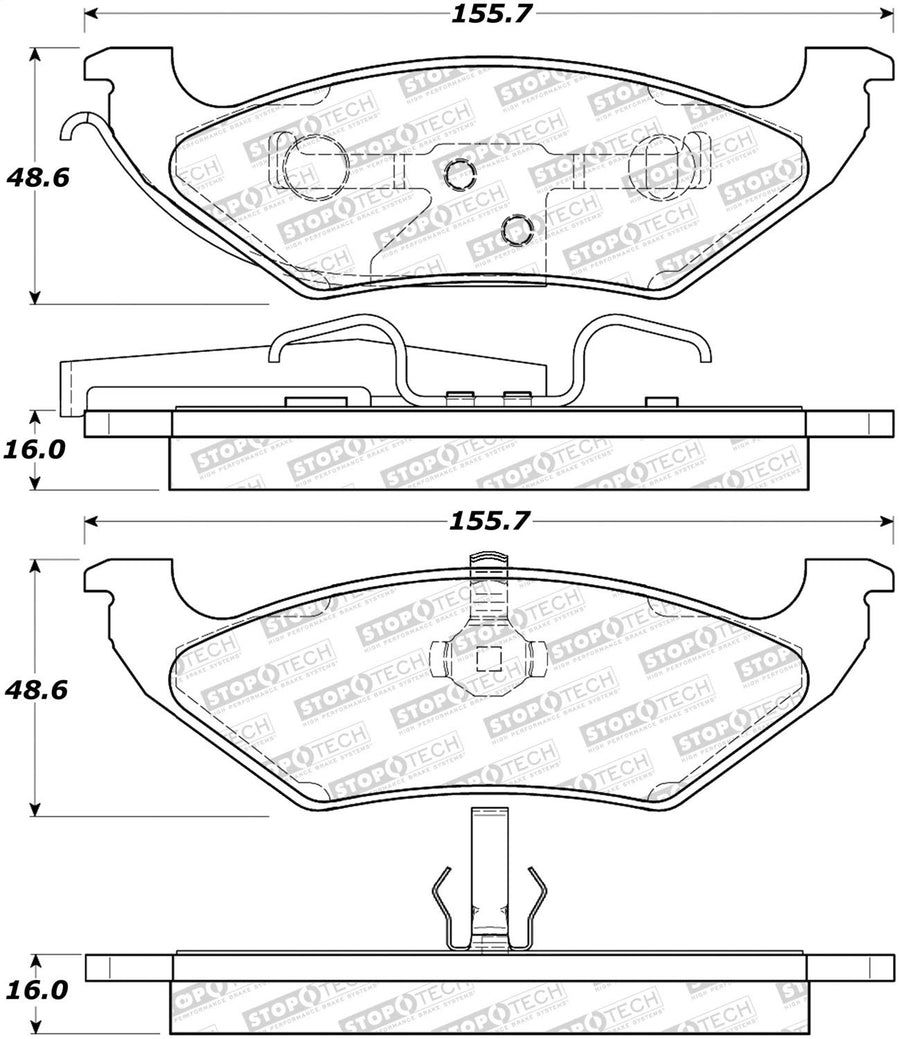 Rear StopTech 308.07150 Brake Pads with Shims Street