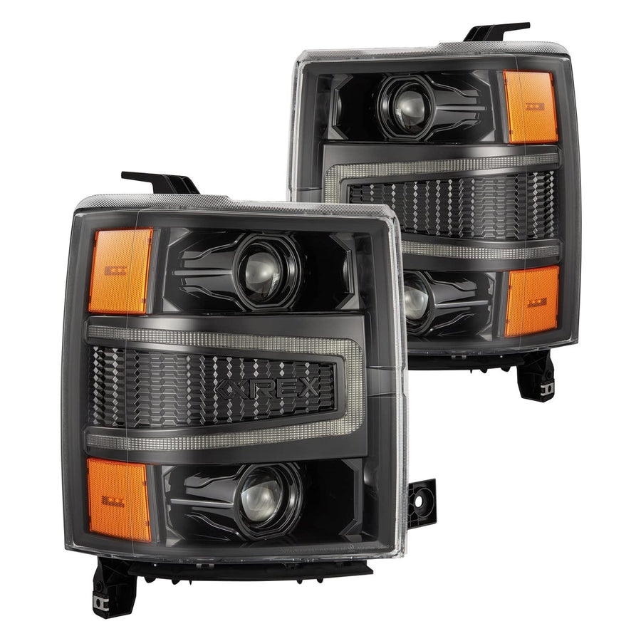 AlphaRex 04-15 Chevy LUXX 1500HD LED Proj Headlights Alpha-Black w/Seq Activation Light/Seq Signal