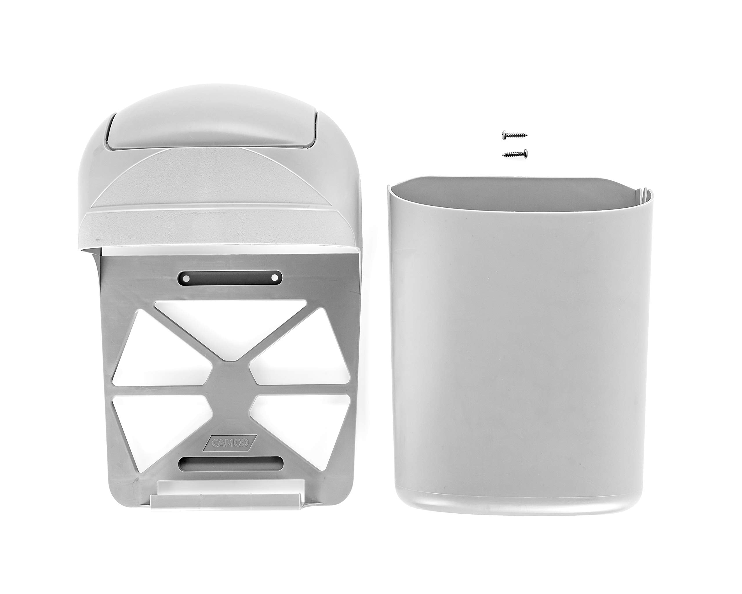 Cabinet Mount Camco Trash Can | Ideal for Tight Spaces in an RV, Boat, Apartment, Dorm Room or Tiny House | Measures 13.5" x 8.5" x 5" (43962)