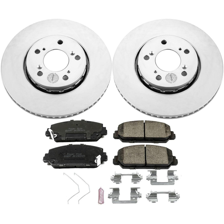 Coated Brake Rotor and Ceramic Brake Pads- Front Power Stop CRK6955 For Acura RLX 2014-2020 [Model Specific]