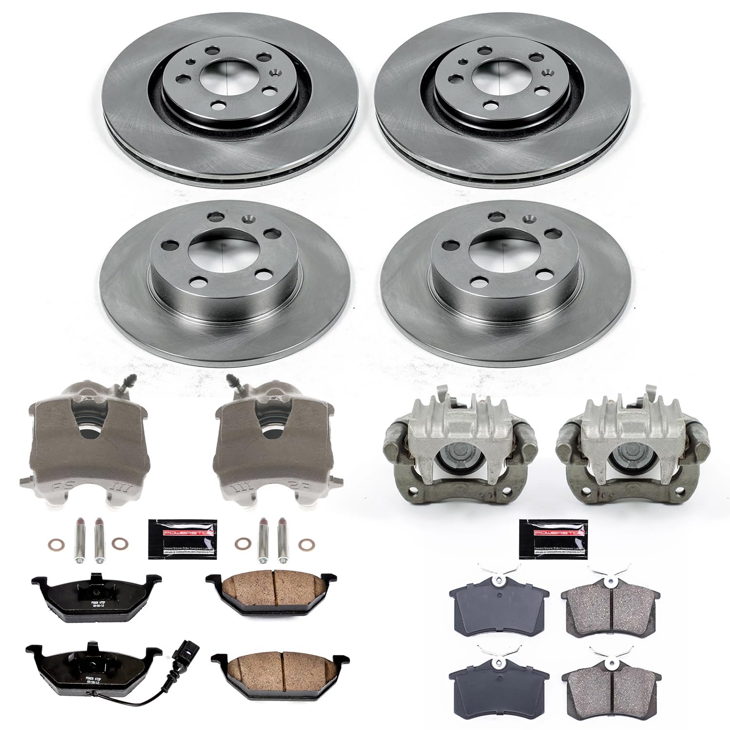 Power Stop Autospecialty KCOE840B Replacement Front and Rear Caliper Kit- OE Brake Rotor, Brake Pads & Calipers For Volkswagen Jetta 2001-2005 [Model Specific]