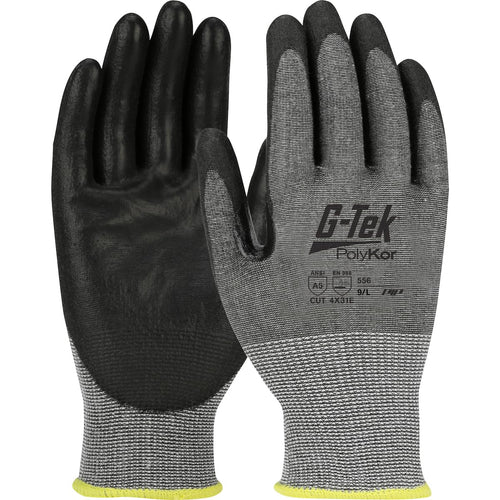 Seamless Knit GTek 556-2XL PolyKor® Blended Glove with Polyurethane Coated Smooth Grip on Palm & Fingers - 18 Gauge - Touchscreen
