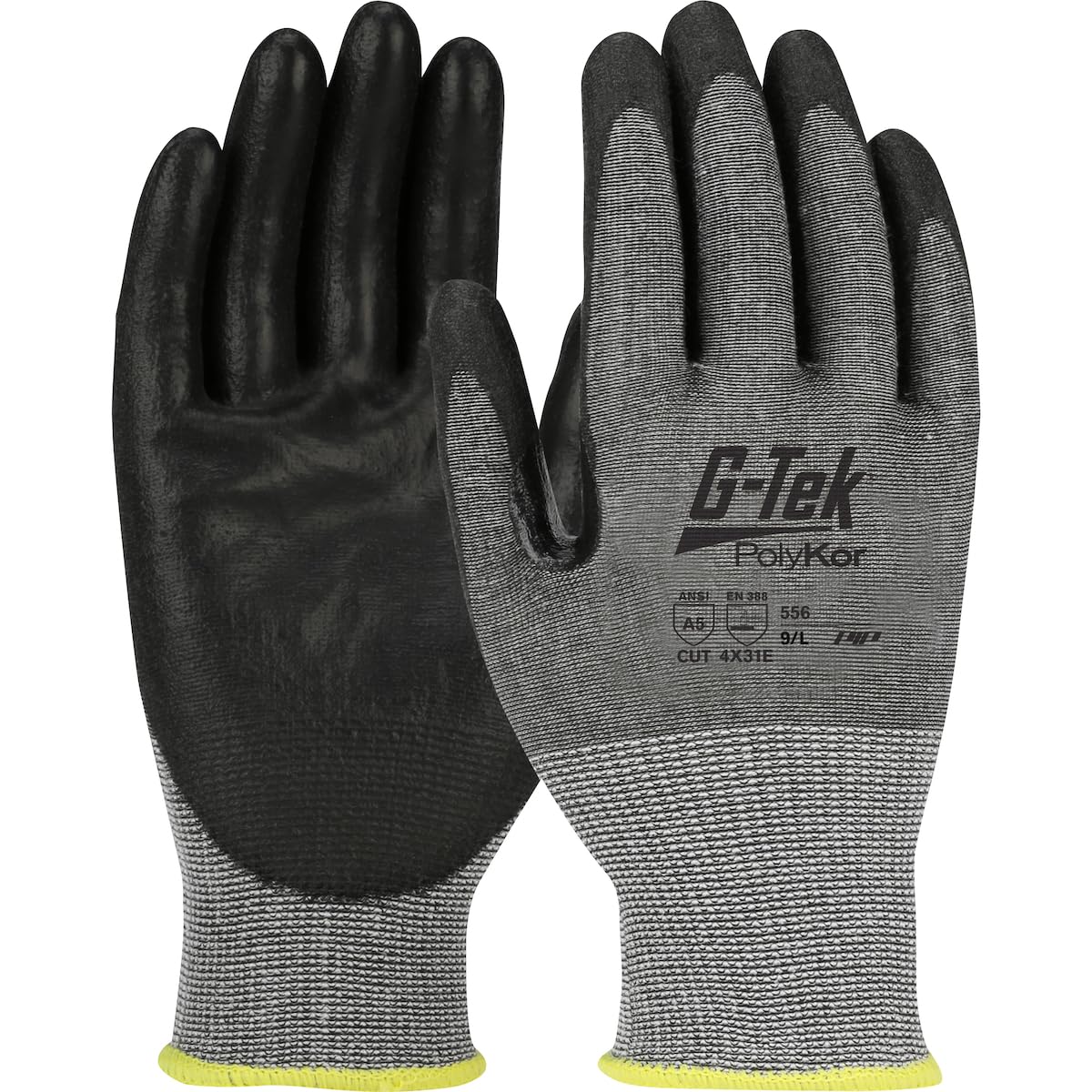 Seamless Knit GTek 556-XS PolyKor® Blended Glove with Polyurethane Coated Smooth Grip on Palm & Fingers - 18 Gauge - Touchscreen