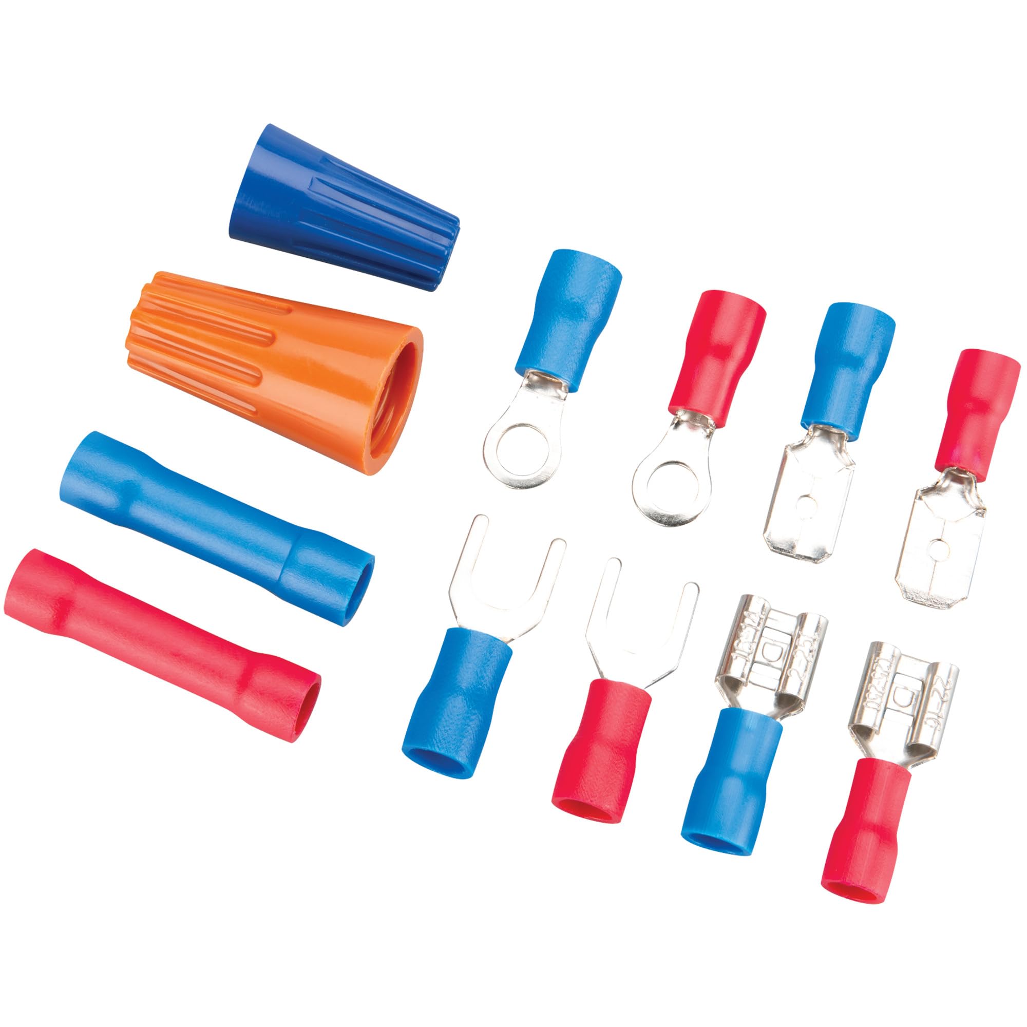 Terminal Assortment Kit Performance Tool 1484 - Includes Spade, Butt, Flat and Wire Nut Terminals - Convenient Storage Tray Included