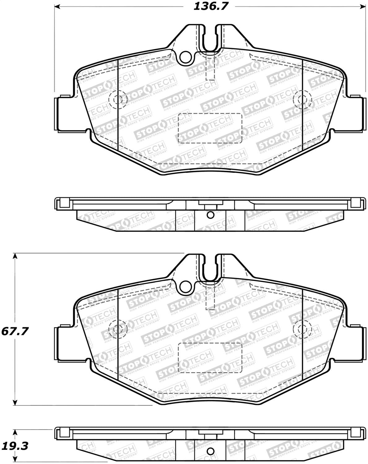 Front StopTech 308.09870 Brake Pads with Shims and Hardware Street