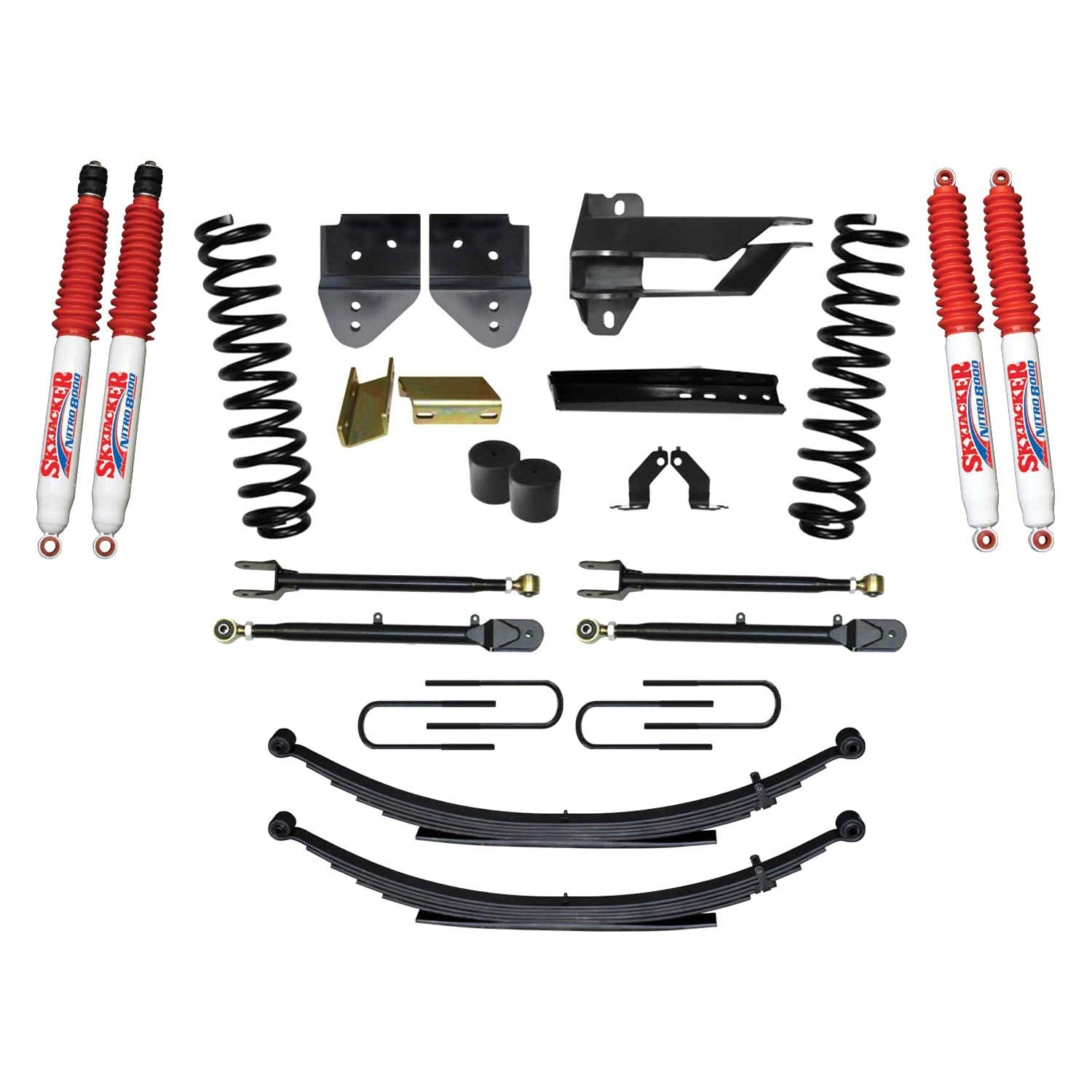 Skyjacker Suspension Lift Kit F174524KS-N w/Shock 4 in. Lift Incl. Front Coil Springs Rear Leaf Springs Adjustable 4-Links Nitro 8000 Shocks