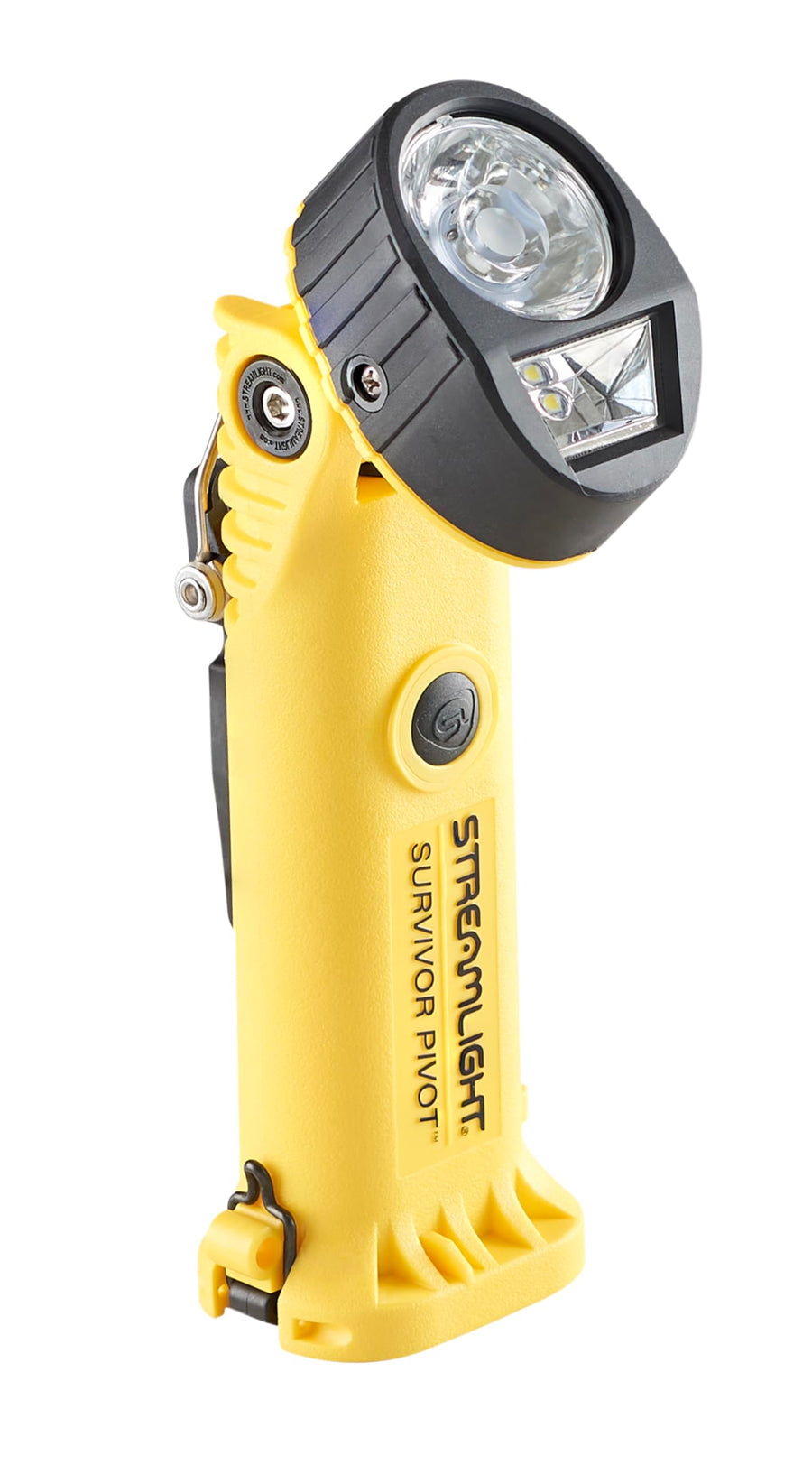 Streamlight Survivor Pivot USB 325-Lumen Right Angle Articulating Dual Beam Rechargeable Flashlight with Clip, Yellow