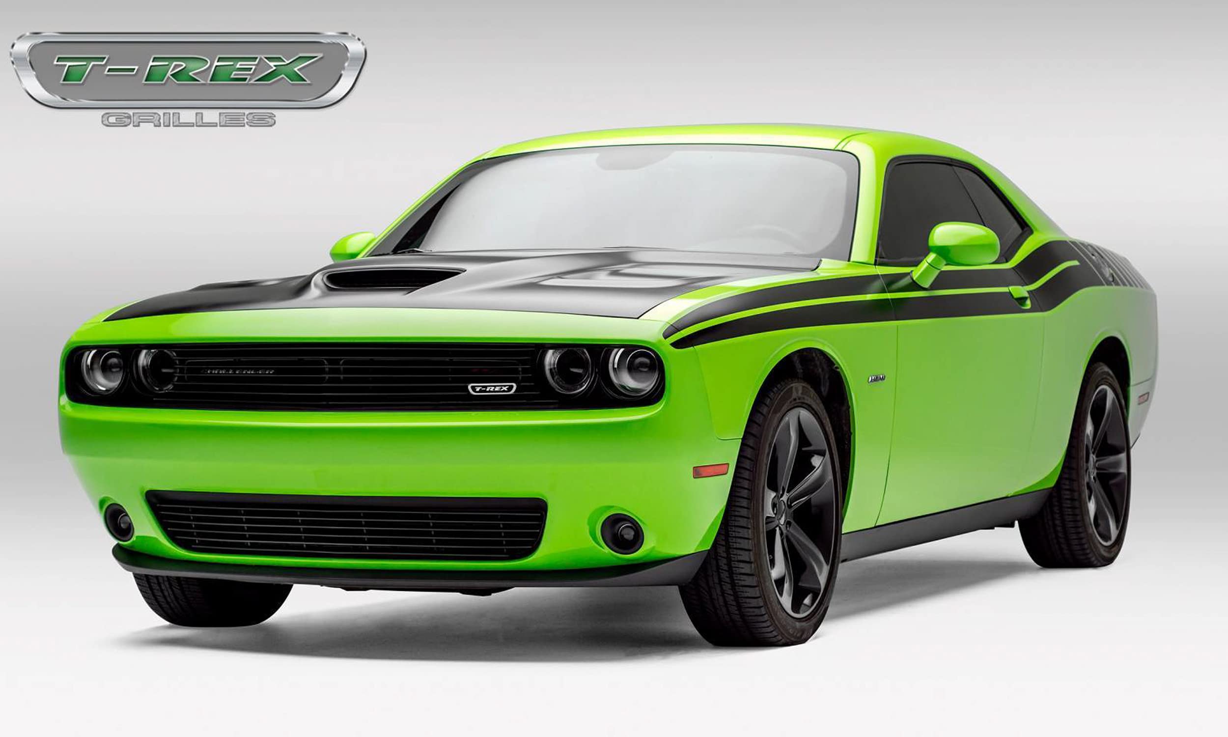 2015-2022 Challenger T-Rex Grilles Laser Billet Grille, Black, 1 Pc, Overlay - PN #6214181