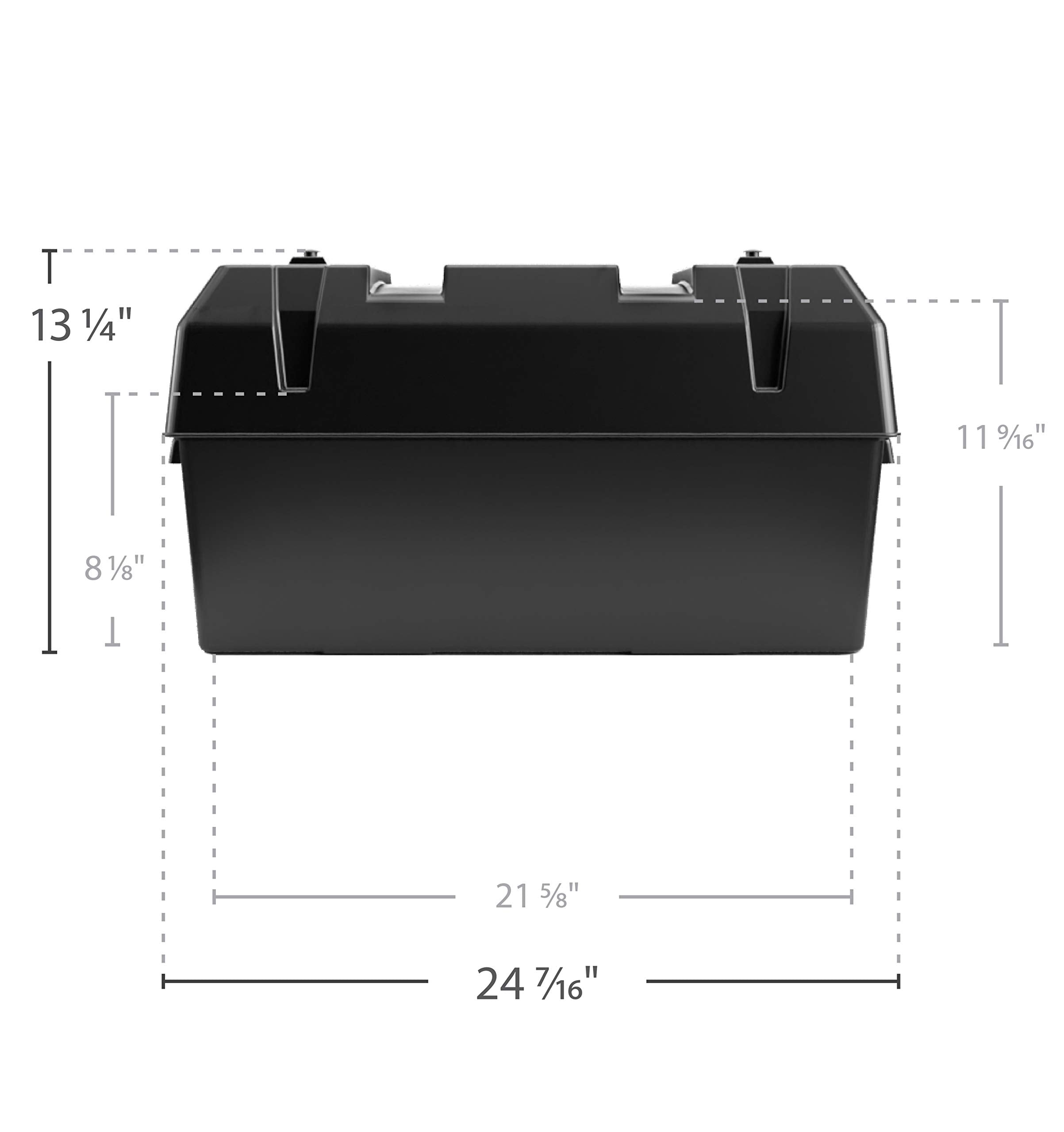 Heavy Duty Camco Double Battery Box with Straps and Hardware - Group GC2 | Safely Stores RV, Automotive, and Marine Batteries | Measures Inside 21-1/2" x 7-3/8" x 11-3/16" | (55374)