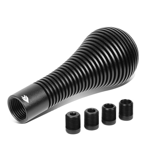 NRG Innovations Universal Aluminum Heat Sink SK-701BK Bubble Head Short Shift Knob with Thread Adapters, 45mm OD x 115m H, Black