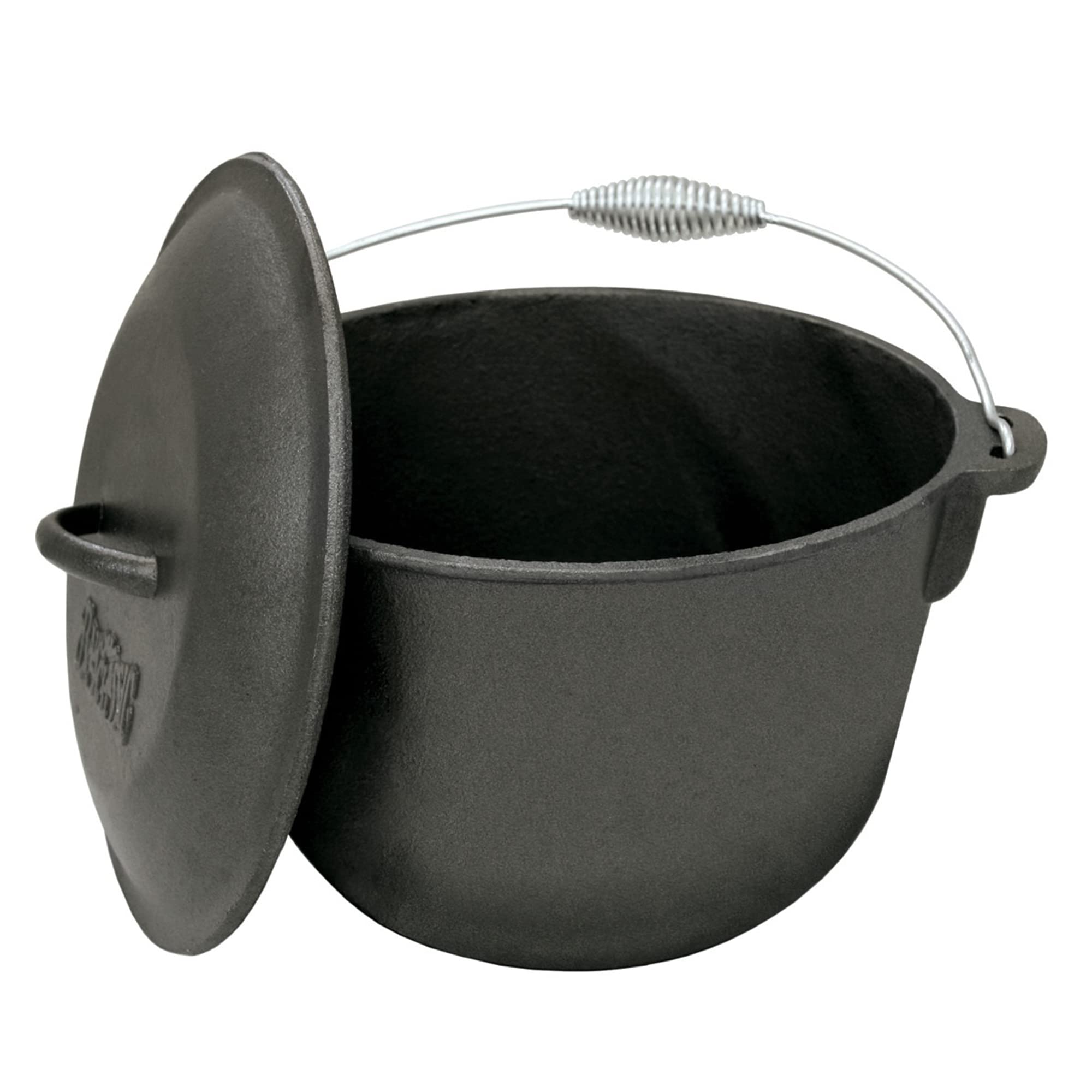 6-qt Bayou Classic Pre-Seasoned Cast Iron Covered Soup Pot w/Domed Self-Basting Lid Features Rounded Interior Flat Bottom Exterior Perfect For Slow Cooking Soups or Stews and Simmering Risotto