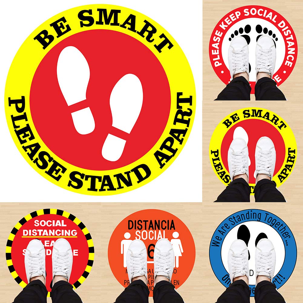 5pcs/Set ompait Safety Markers Keep Social Distance Safety Floor Sign Office Shop Floor PVC Multifunction Bank Self Adhesive Sign
