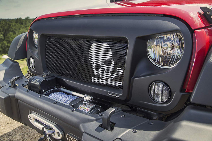 Spartan Grille Insert, Skull | Rugged Ridge | 12034.23 | Fits 2007-2018 Jeep Wrangler JK