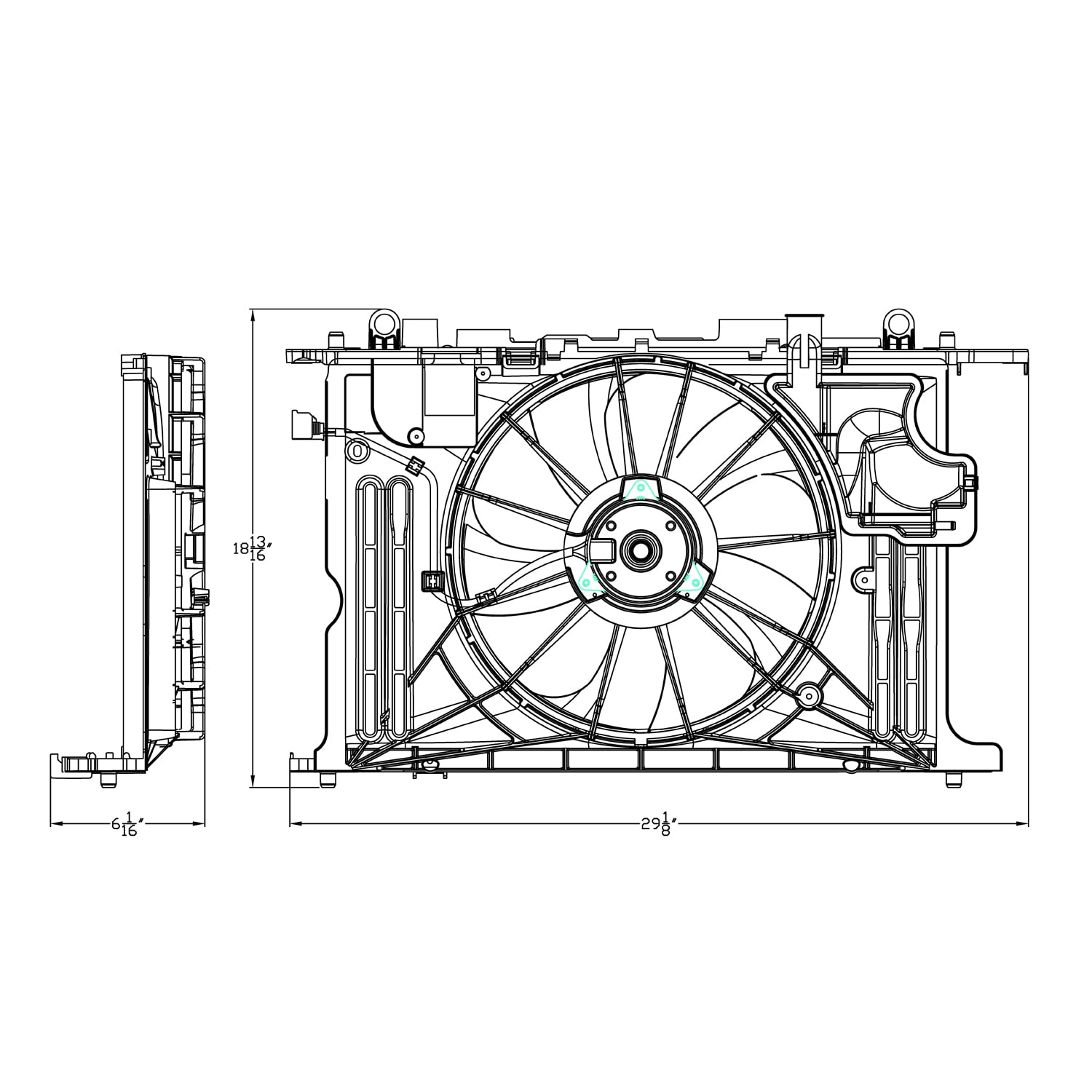 Cooling Fan Assembly TYC 623160 Compatible with 2014-2019 Toyota Corolla