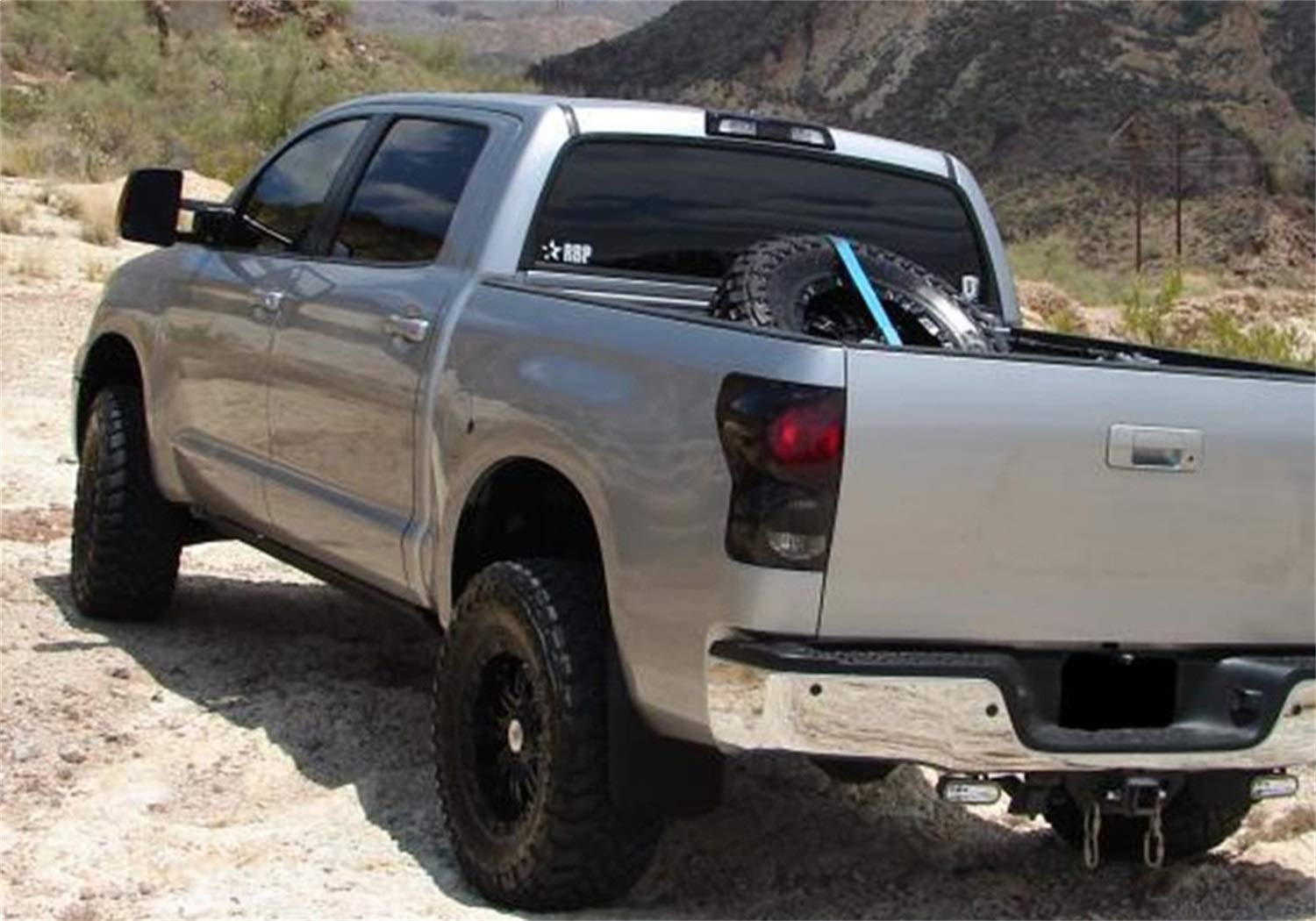 Truck Bed Tire Carrier RealTruck | Gloss Black, Black Strap, Solid Welded Construction | BM1TCBK | Universal