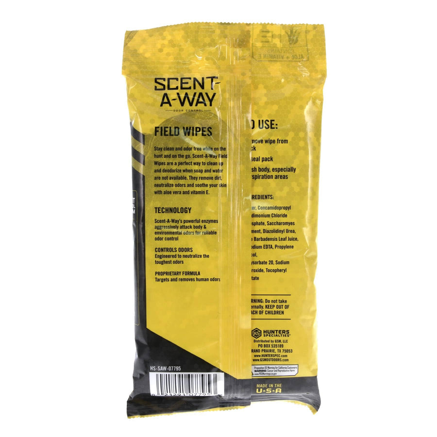 Scent-A-Way MAX Hunters Specialties Odorless Field Wipes - Scent Control Unscented Alcohol-Free Pre-Moistened Wipes for Hunters, Trappers, Anglers, and Campers, 24 Pack