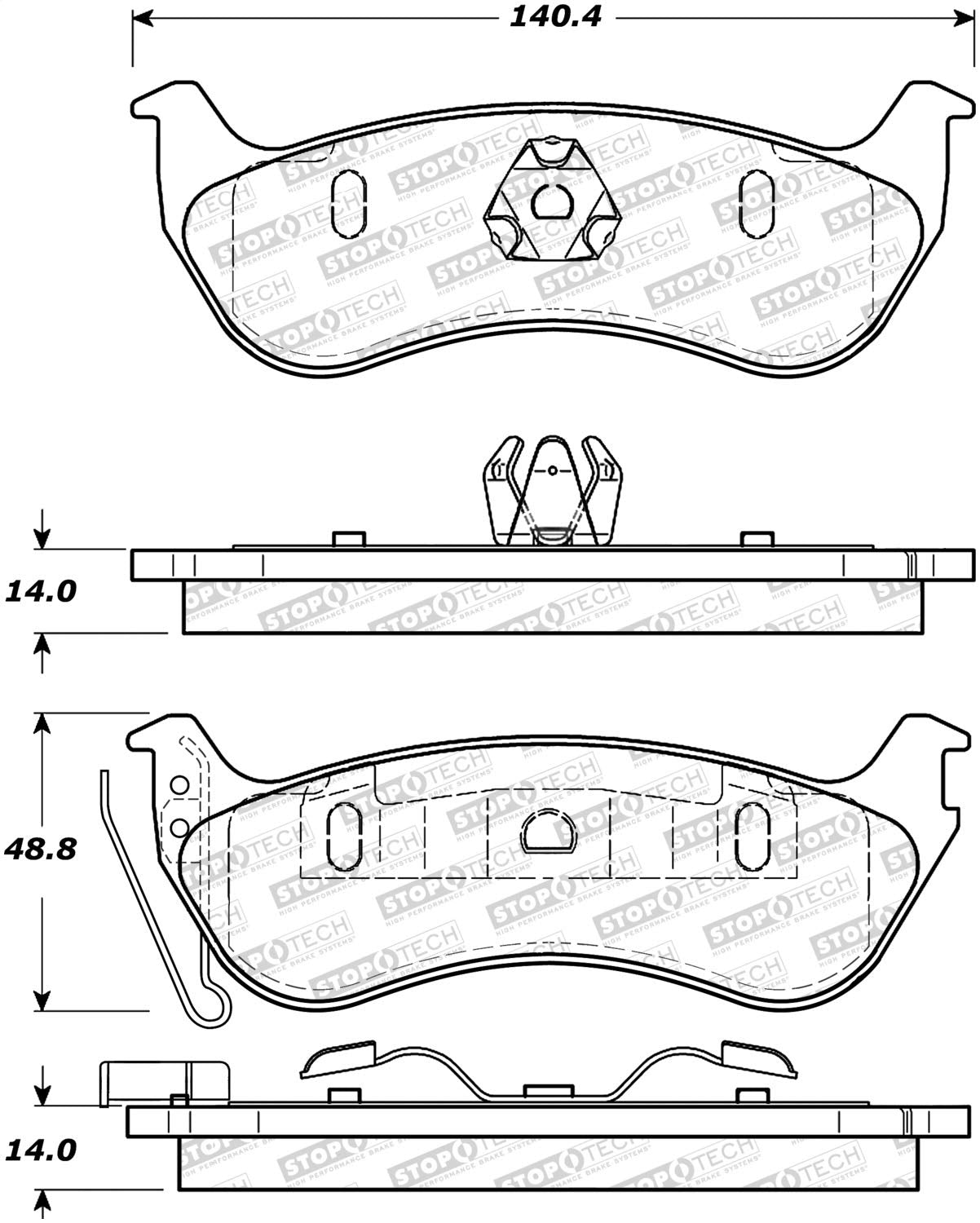 Rear StopTech 308.09640 Brake Pads with Shims and Hardware Street