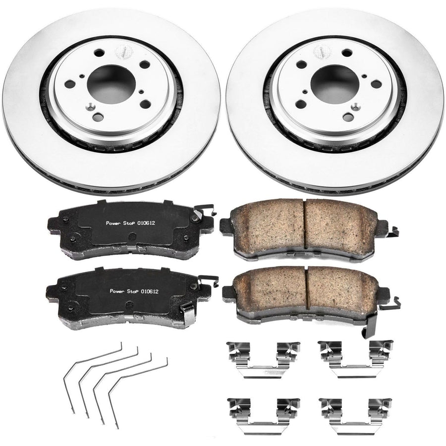 Coated Brake Rotor and Ceramic Brake Pads Power Stop CRK6959- Front For Honda Odyssey 2015-2017, Honda Passport 2019-2022 [Model Specific]