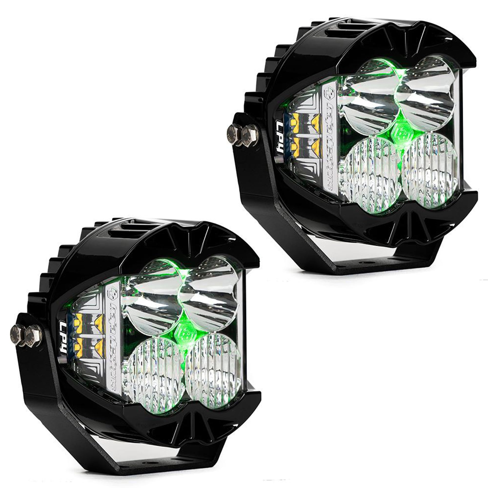 Baja Designs LP4 Pro LED Light Pair with Backlight - 2 Lights, Wiring Harness, Lifetime Protection (Driving/Combo; Green)