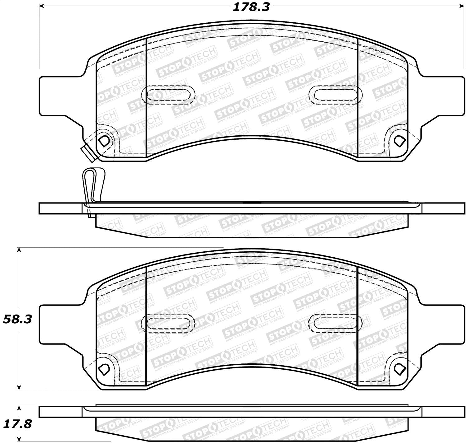 Front StopTech 308.11691 Brake Pads with Shims and Hardware Street