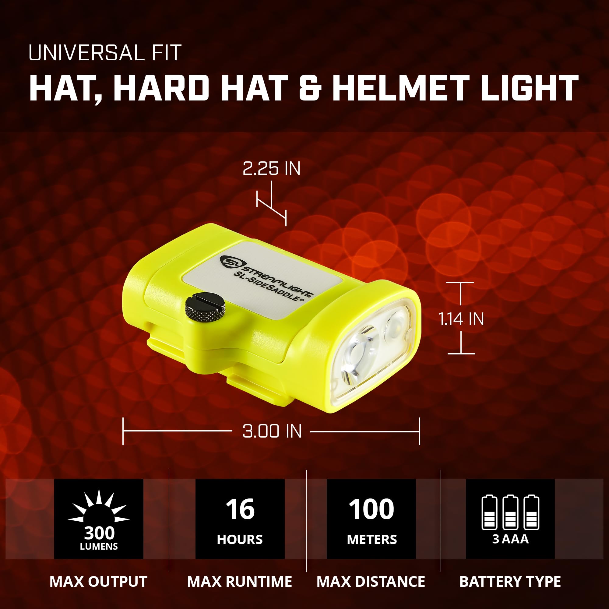 Streamlight 61630 Hands-Free SL-Sidesaddle 250-Lumen Universal Hard Hat, Helmet, and Headgear LED Light with Mount Kit and (3) x AAA Alkaline Batteries, Yellow