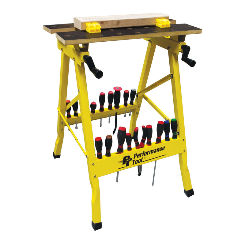 W54025 Performance Tool Portable Multipurpose Workbench and Vise (200 lbs Capacity) , Yellow