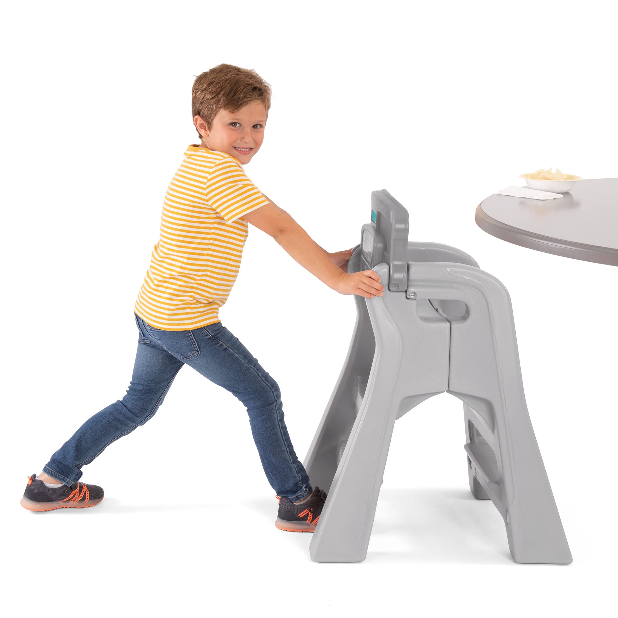 Simplay3 Booster Seat Big Kids, Lightweight Toddler Chair for Dining Table and Kitchen, Toddler Kitchen Helper, Made in USA Gray