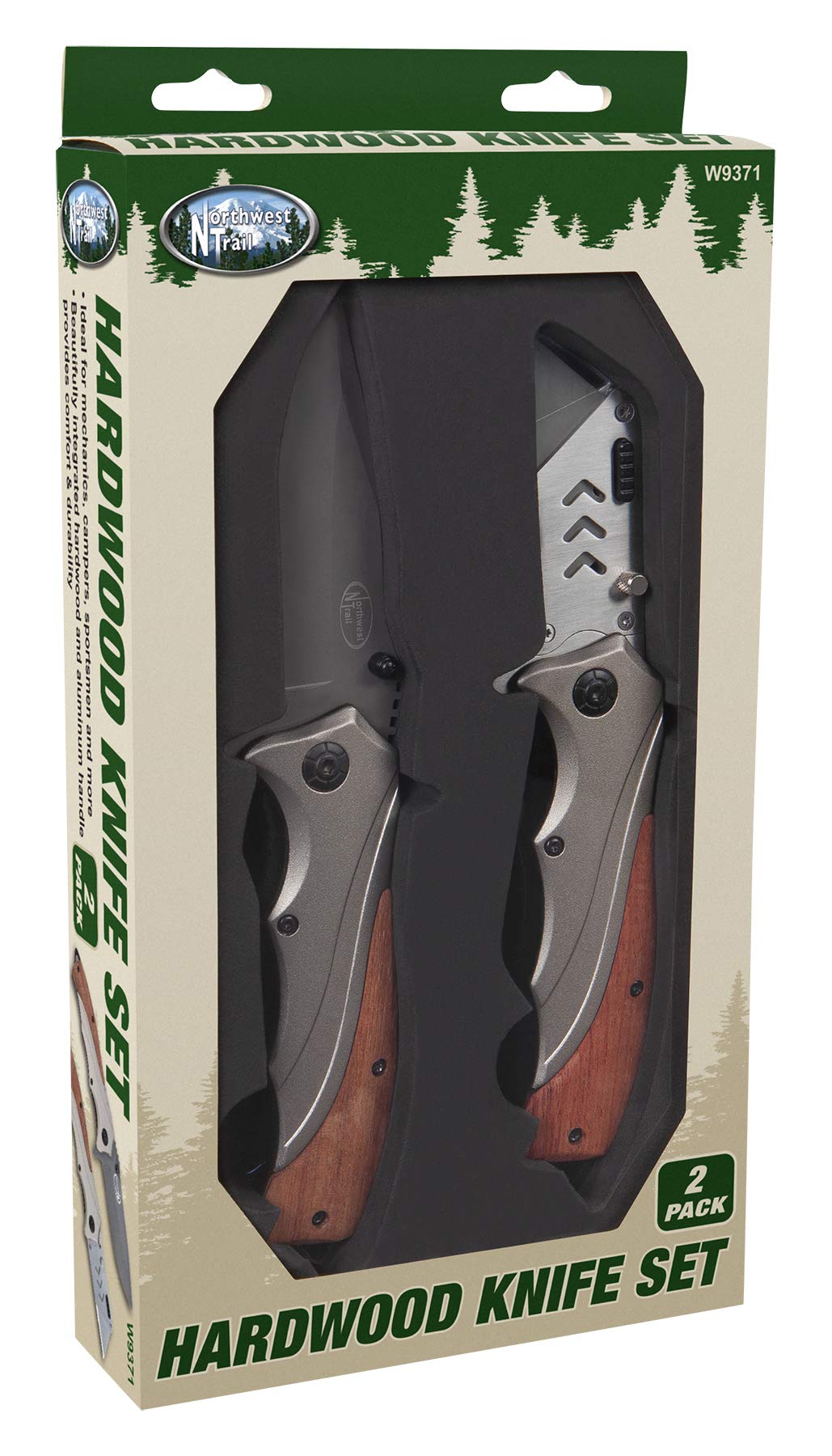 Pocket and Utility Knife Set Performance Tool W9371 with Drop Point Blades and Inline Blade Locks and Clips (2 Pieces)