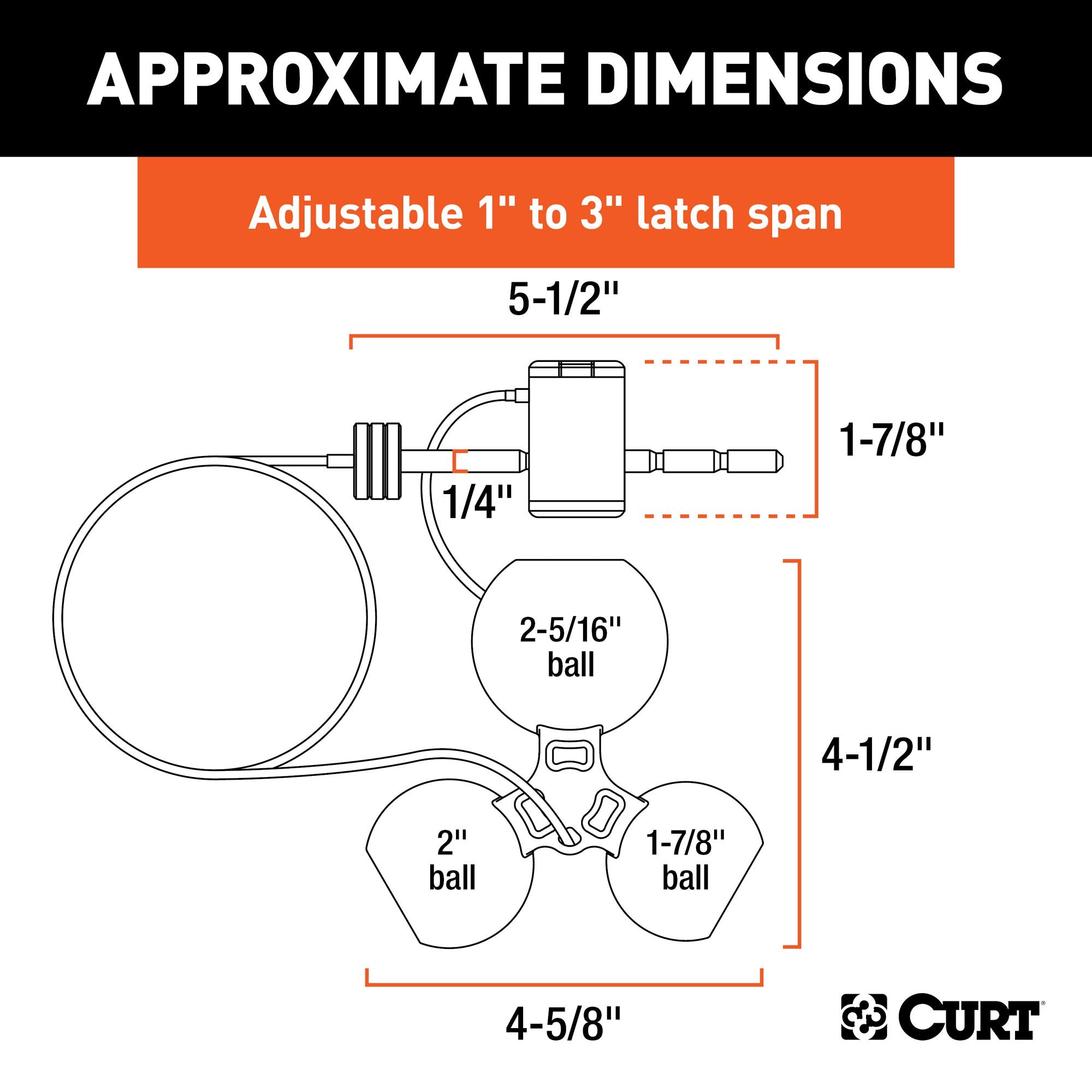 CURT Universal Tri-Ball Trailer Coupler Lock 23082, Fits 1-7/8, 2, 2-5/16-Inch