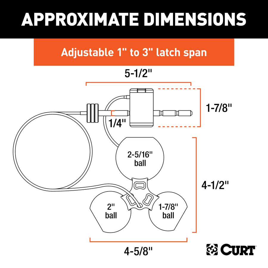 CURT Universal Tri-Ball Trailer Coupler Lock 23082, Fits 1-7/8, 2, 2-5/16-Inch