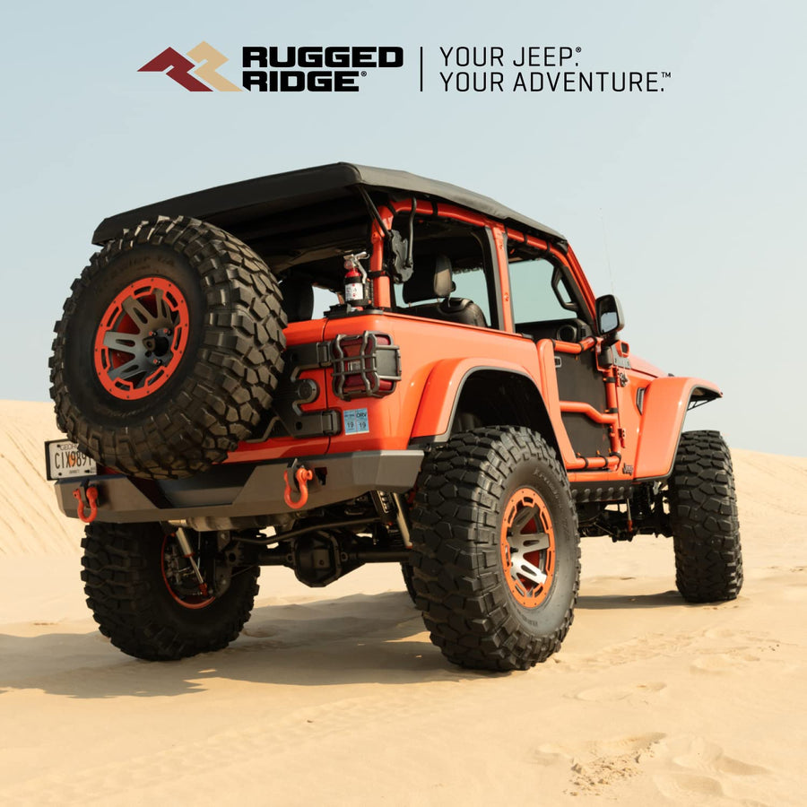 Rear Rugged Ridge HD Bumper | Full-Width, Steel, Textured Black | 11540.34 | Fits 2007-2018 Jeep Wrangler JK