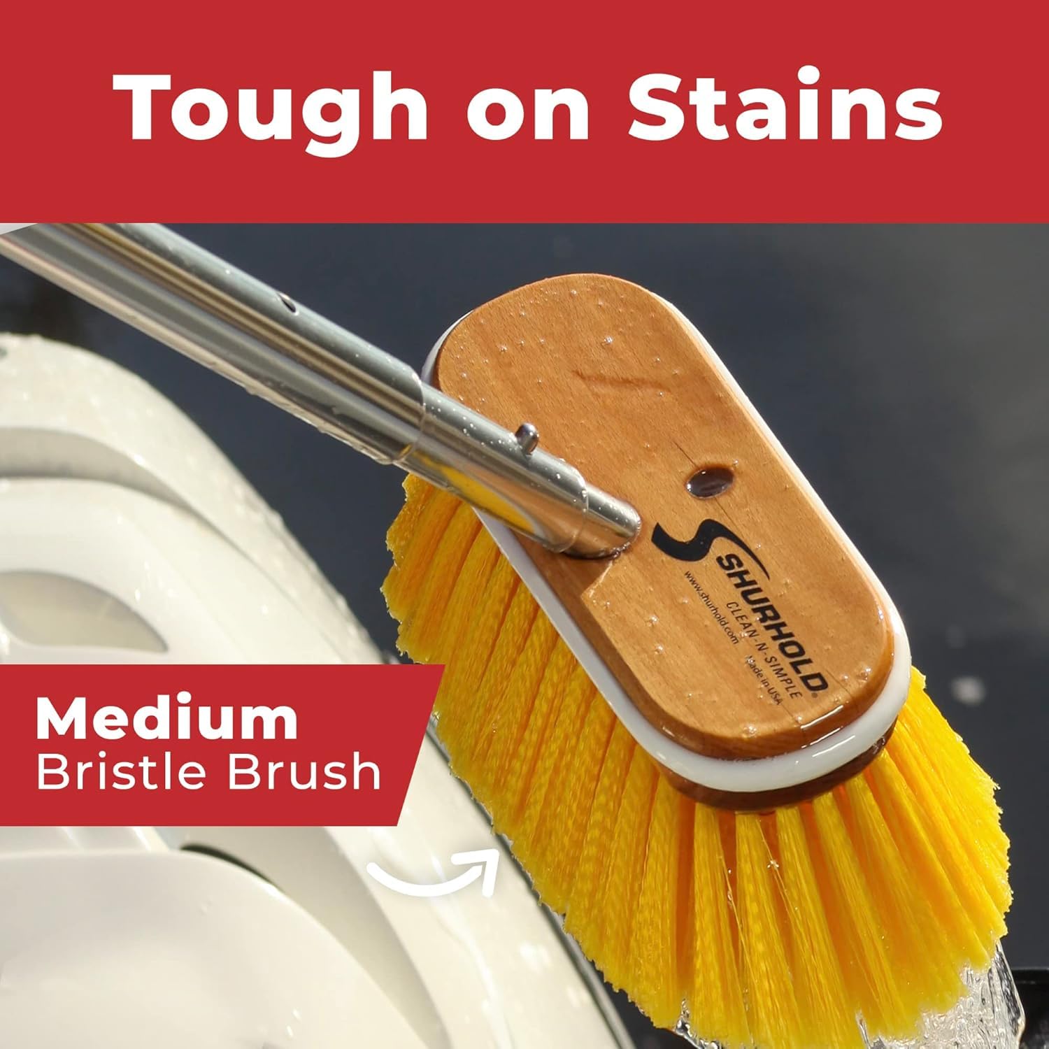 10" Shurhold Polystyrene Medium Bristle Deck Brush